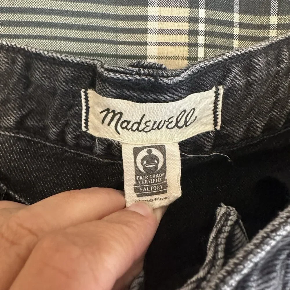 Madewell Curvy Super Wide Leg Jeans Women's 30 Black Denim Button Fly Flare Y2K - Picture 9 of 15